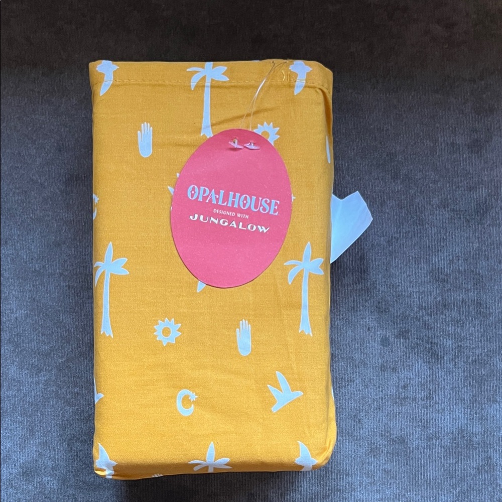 Opalhouse Yellow Palm & Nature Motif Full Flat Sheet 85x96in